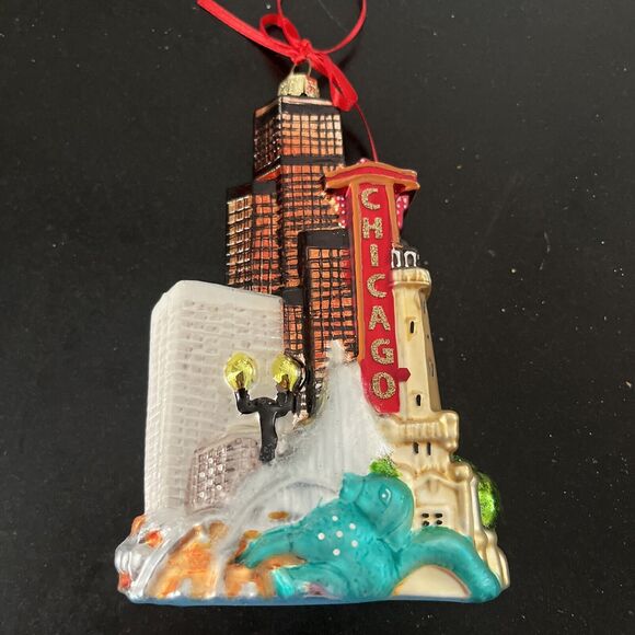 EUC Kurt S. Adler Noble Gems City Scapes CHICAGO Glass Christmas Ornament 2014 - Picture 1 of 10